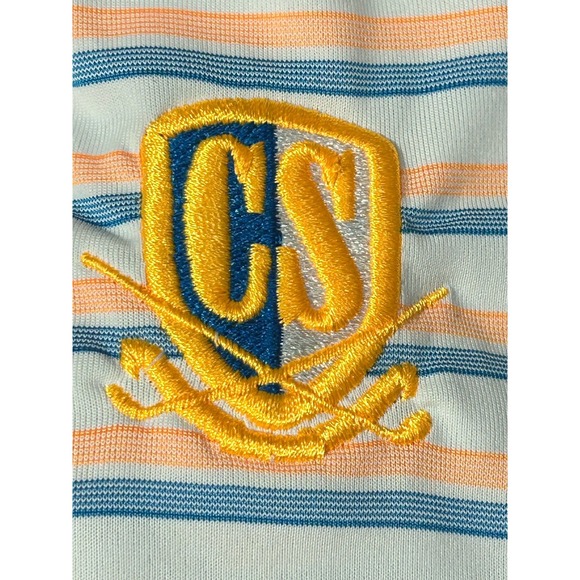 Cutter & Buck Mens Polo Shirt Sz XL Blue Striped Golf Stretch Performance Active - Picture 10 of 12